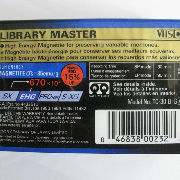 JVC TC-30 EHGB Hi Fi VHS-C 30 Minute Camcorder Tapes New/Sealed Plastic Lot of 2 - Picture 8 of 8